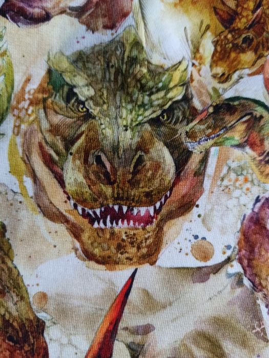 Nowy komplet dinozaury, czapka + komin, obwód głowy 47-48 cm