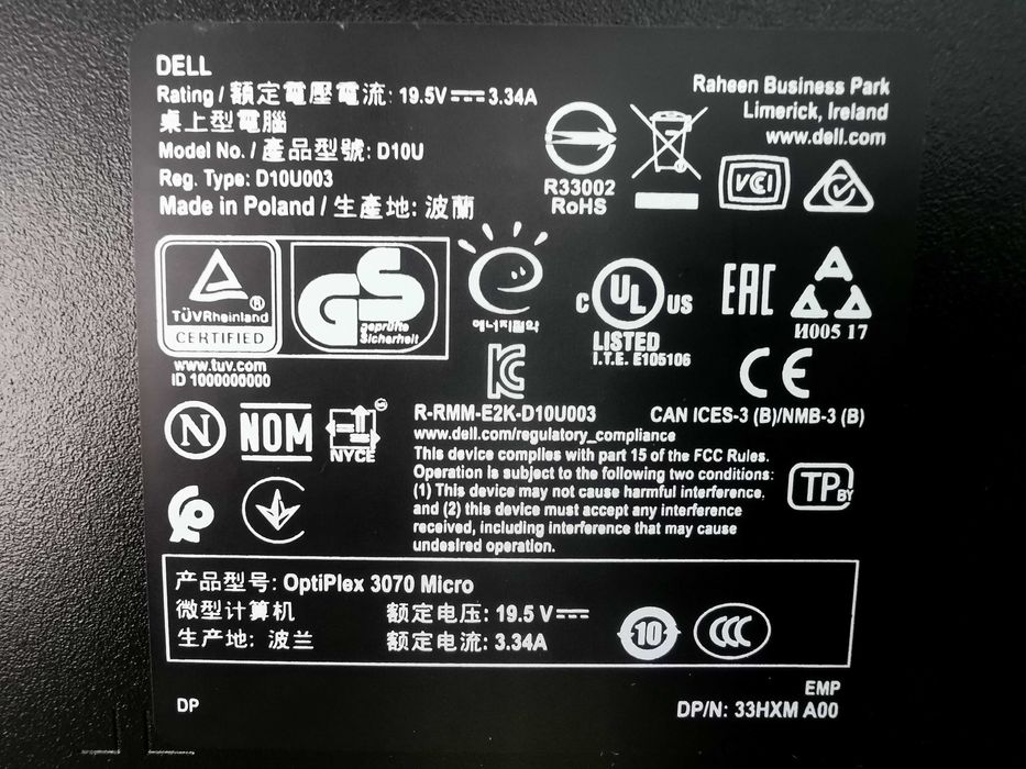 Mini PC Dell Optiplex 3070 / i7 / 16Gb ram / 2 Discos / Garantia