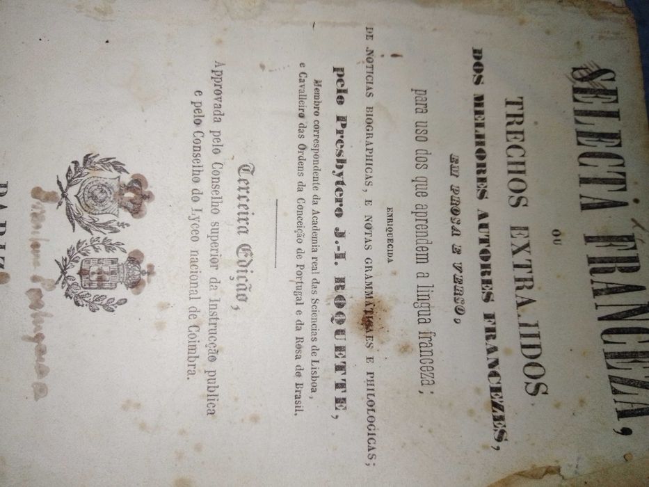 livro antigo frances selecta franceza de 1857