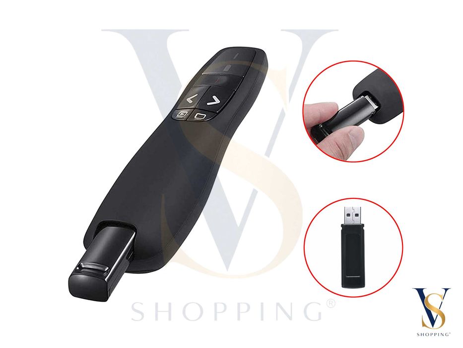 Apresentador PowerPoint sem fio Ponteiro Laser R400 2.4Ghz USB