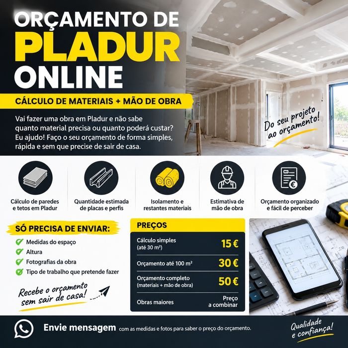 Orcamento DE Pladur  Online Calculo Materiais e Mão De Obra