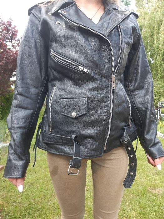 Kurtka ramoneska skórzana czarna