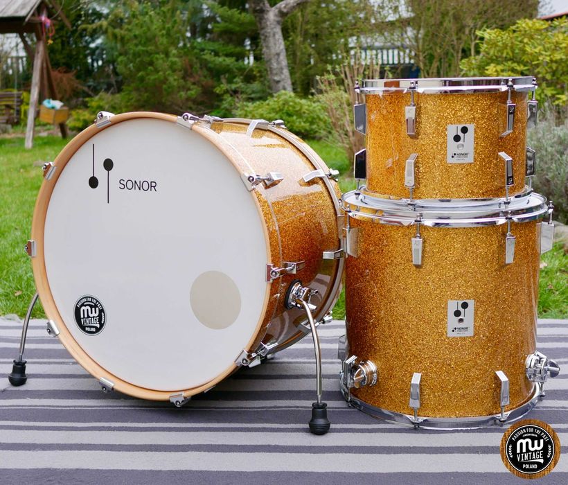 ‼️ Perkusja Sonor Phonic 22", 13", 16" Gold Sparkle Vintage ‼️