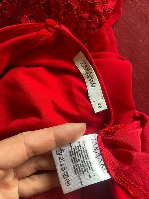Taranko silk jedwab bluzka jakosc basic koronka xl 42 40 czerwony