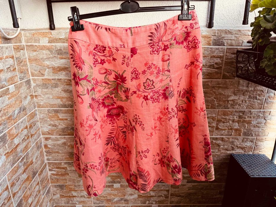 Marks&Spencer - j.nowa orange kwiaty letnia z lnem 42!
