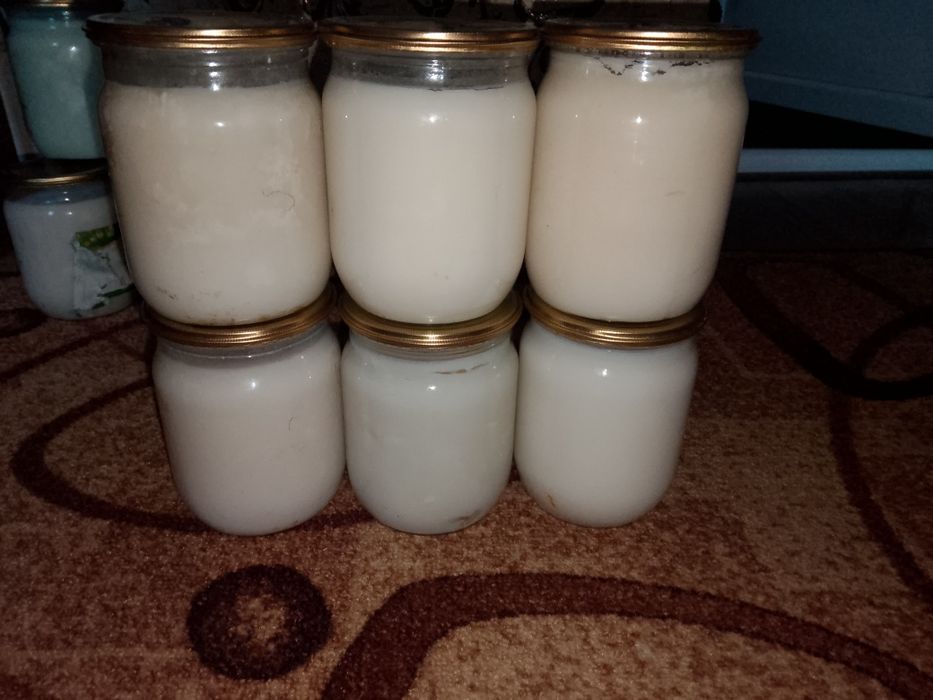 Свіже солене сало свинини в банках. Смалець.