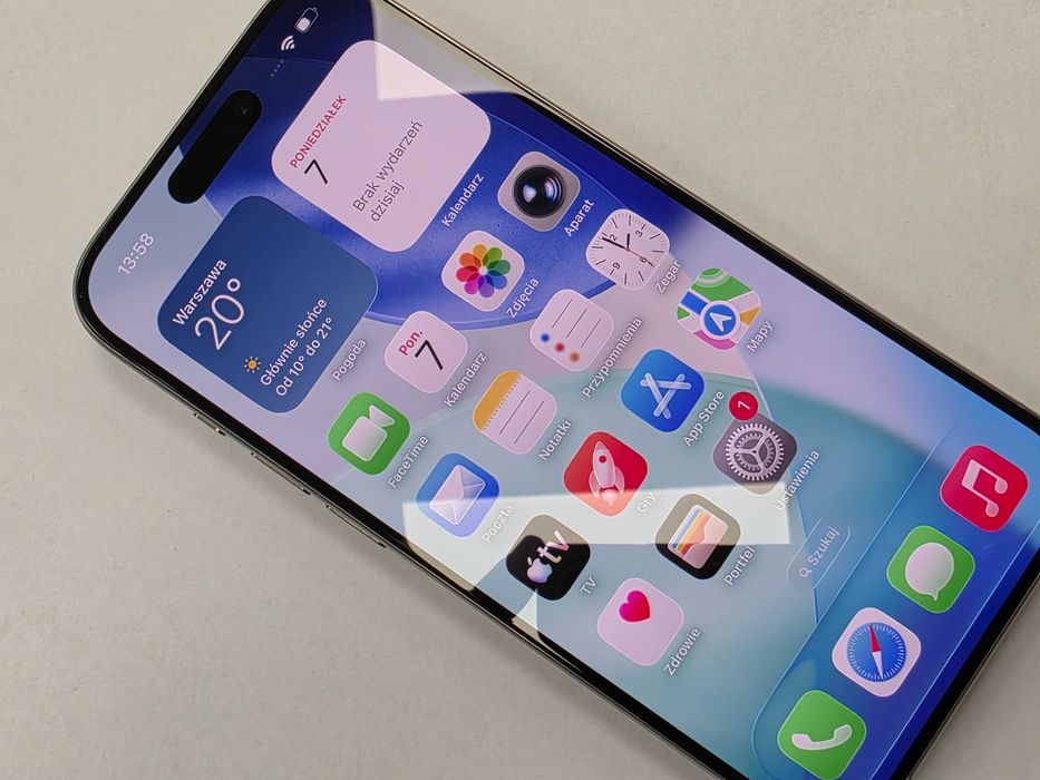 iPhone 15 PRO 128GB Dual SIM (SIM + eSIM)/ Natural Titanium/ BAT 87%/ Grade A do A- / + ładowarka/ GW 12 MSC