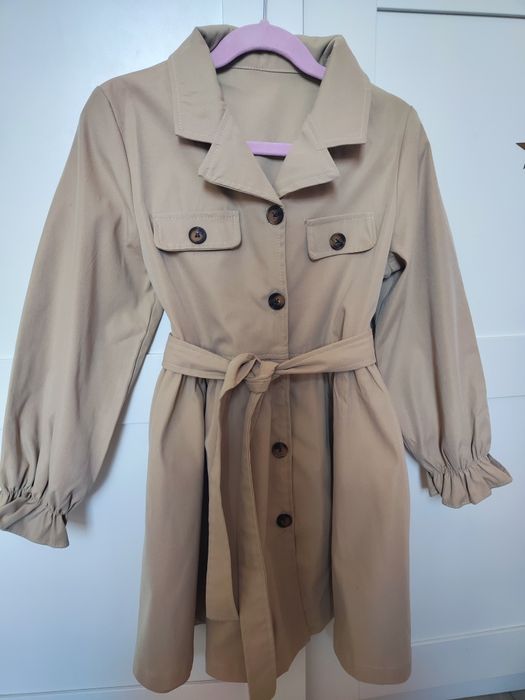 Wiosenno letni płaszczyk trencz dla dziewczynki 128 jak nowy