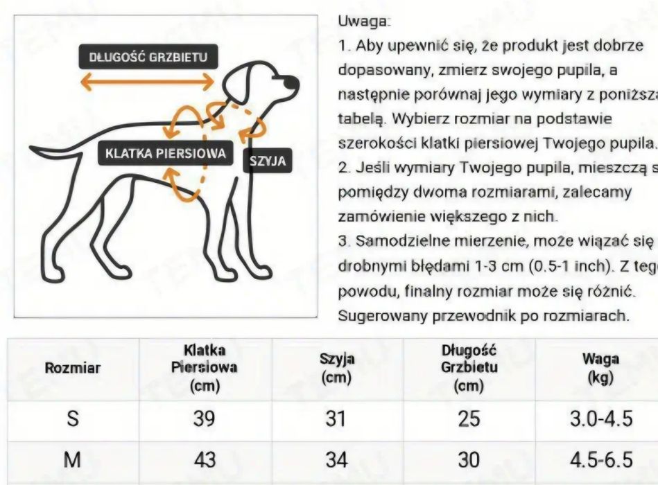 Kurtka zimowa dla psa  rozmiar M