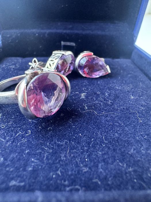 Серебренный комплект с аметистом