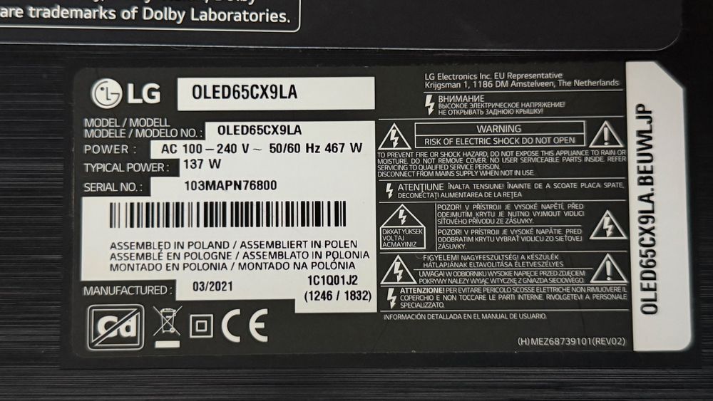 LG OLED 65 cx9la