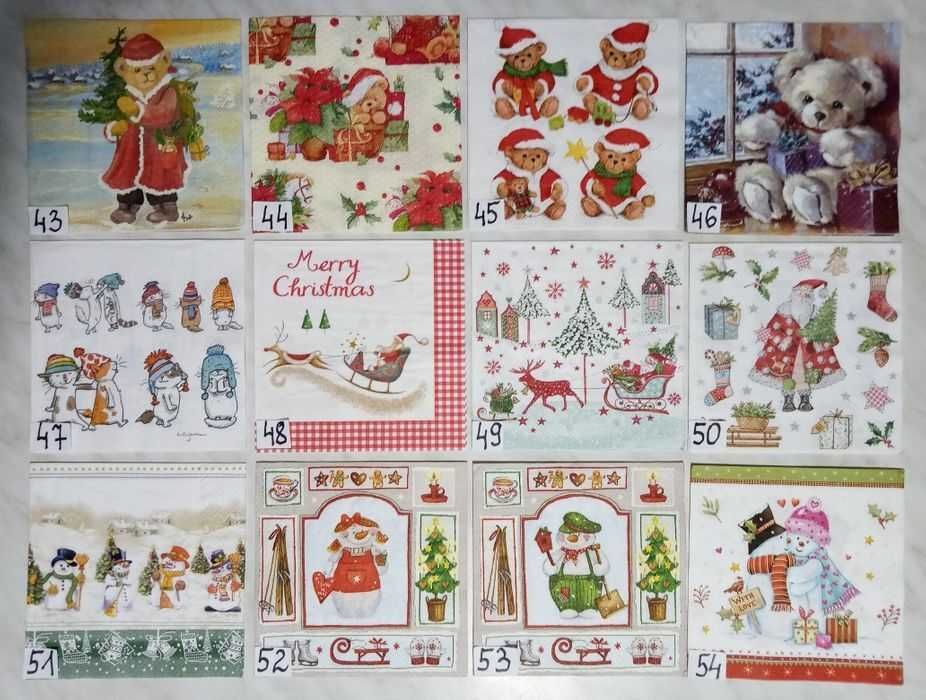Serwetki decoupage świąteczne, zima, Boże Narodzenie, zestaw E