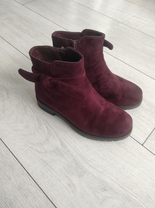 Botki dla dziewczynki bordowe 32