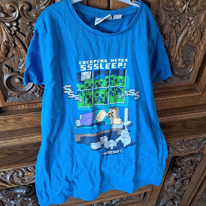 T-shirt Minecraft, niebieska koszulka 152cm
