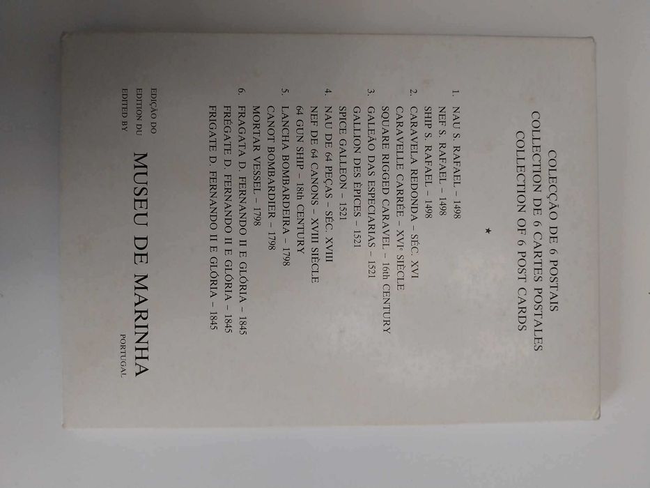 Colecção de 6 postais - Navios dos séculos XV a XIX
