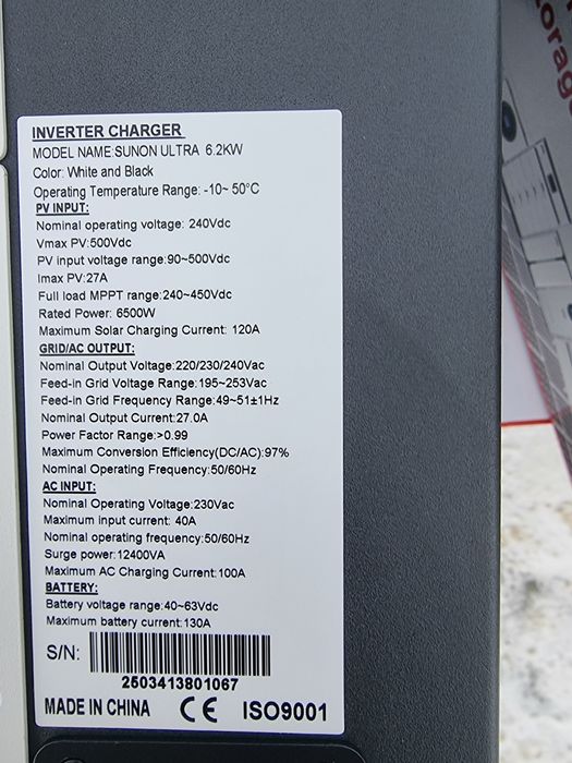 НАЛИЧИЕ!  6.2кВт/48В/BMS/WIFI Инвертор гибридный