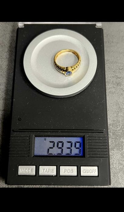 Pierścionek 18kt białe złoto i złoto akwamaryn brazylijski