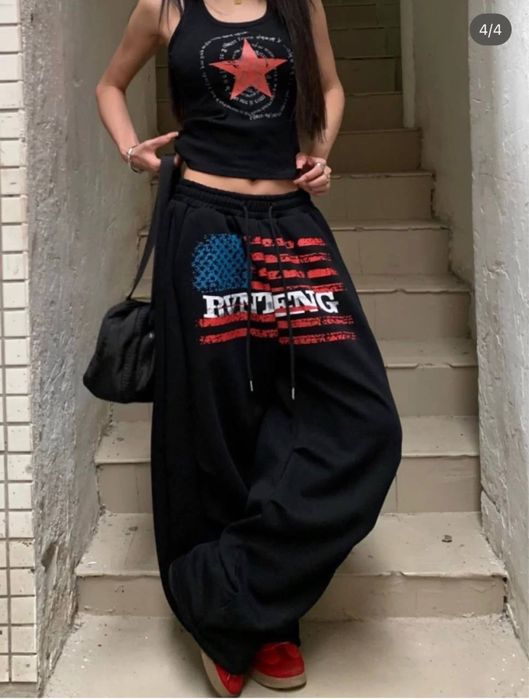 Жіночий костюм оверсайз з накатом майка та штани шаровари двонитка