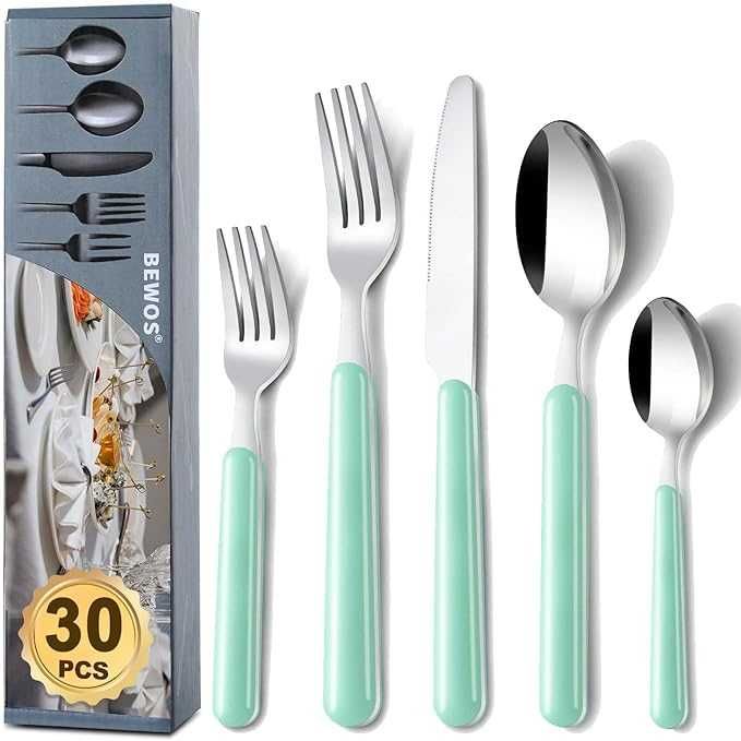 Conjunto de talheres Verdes de 30 peças