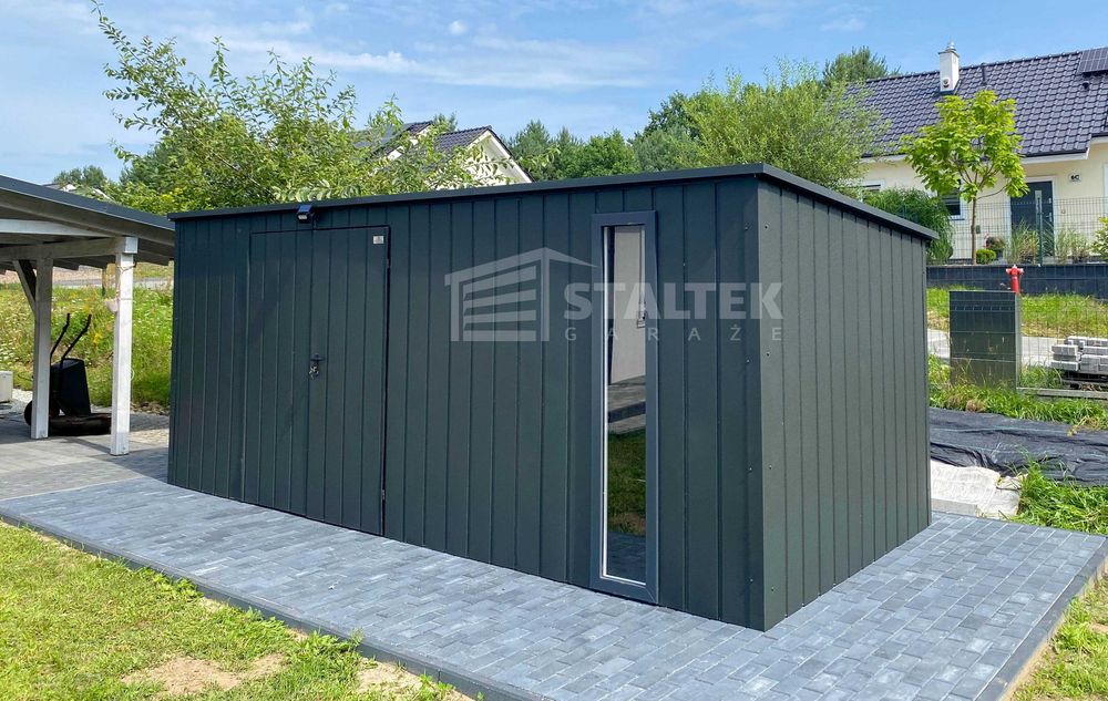 Domek ogrodowy 5,5x2m wiata 0,5m brama okno dach spad w tył ST199
