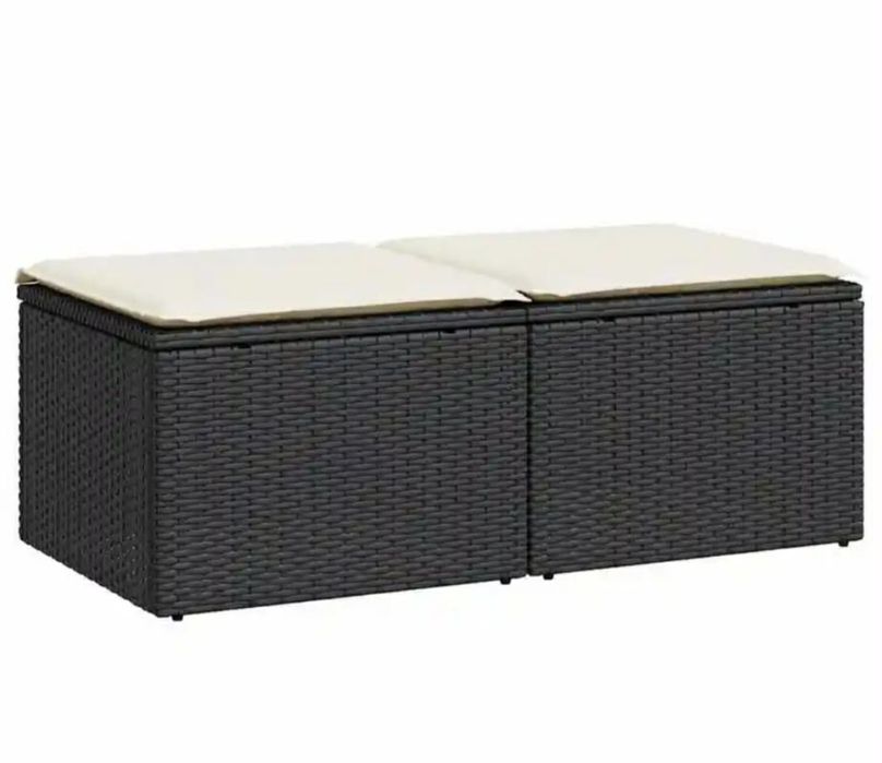 2 duże pufy ogrodowe z polirattanu GRATIS 4 poduszki