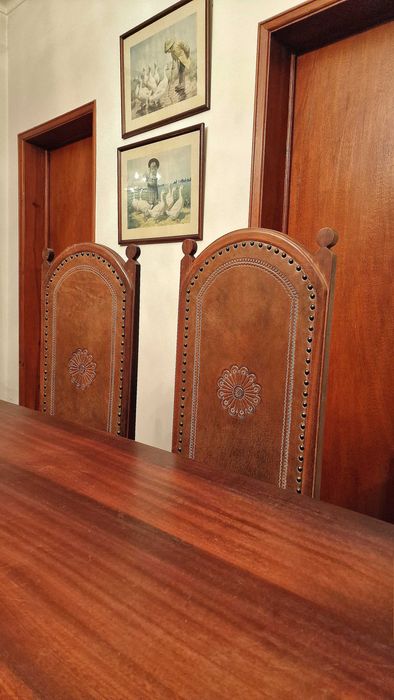 6 Cadeiras de Madeira e Pele