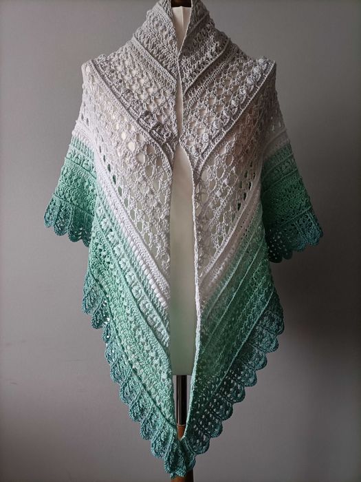 Chusta Ombre, ręcznie robiona na szydełku, szydełko, Handmade