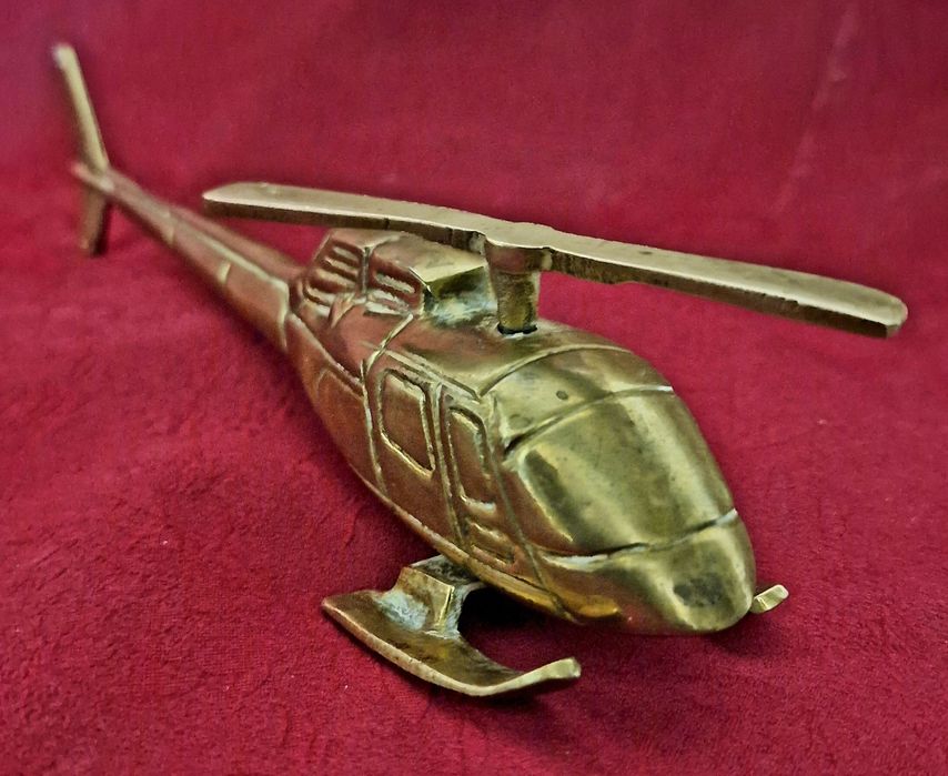 Mosiądz,  ładny,  stary , mosiężny helikopter  21cm