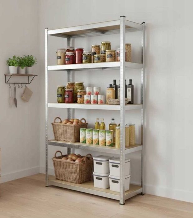 NOWY Regał Magazynowy Metalowy 180x90x40cm 875kg 5 Półek MDF Wciskany Garażowy