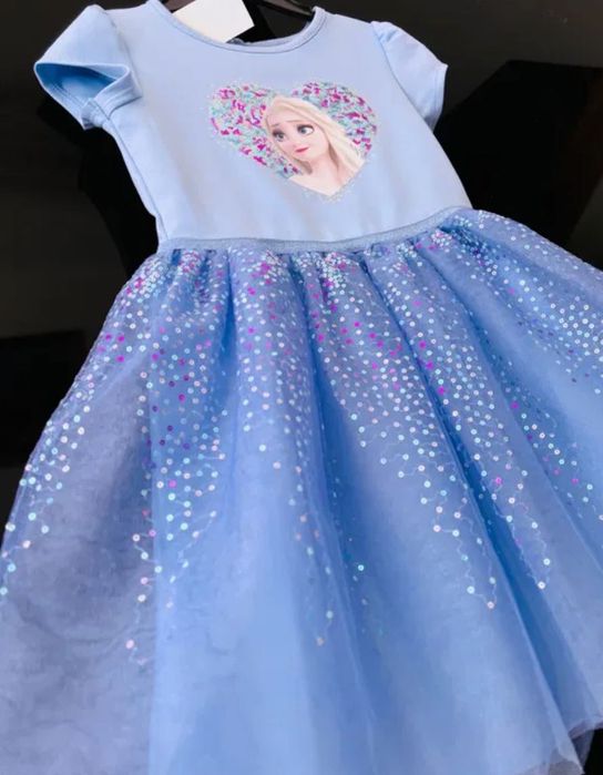 Elsa, Elza, Frozen, Kraina sukienka NOWA 122 128 TIUL, cekiny HM
