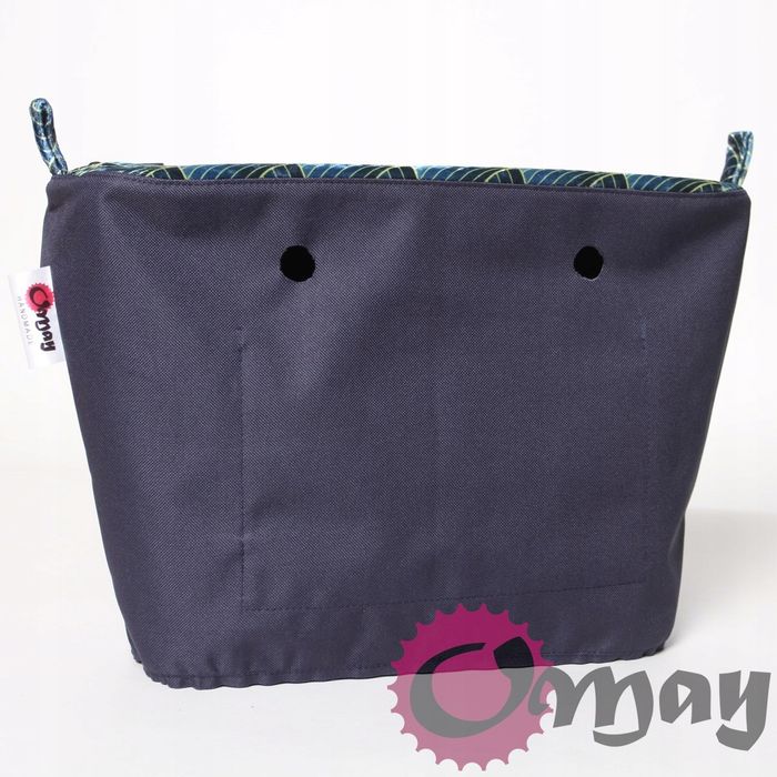Granatowy Welur organizer OBAG MINI żółte wachlarze 2kieszenie OMAY