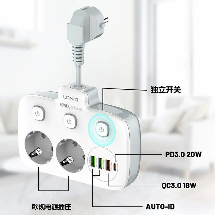 Удлинитель розетка usb - 6 в 1