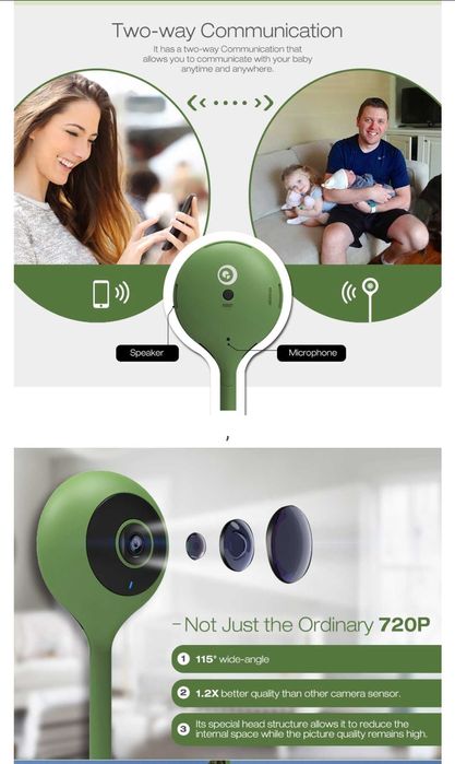 Câmara WiFi interior 720P 2.1mm flexível berços , Plantas etc