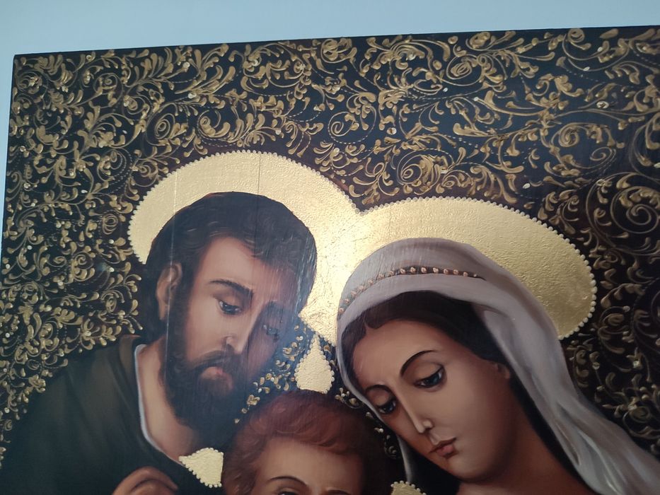 Piękna ikona przedstawiająca Świętą rodzinę