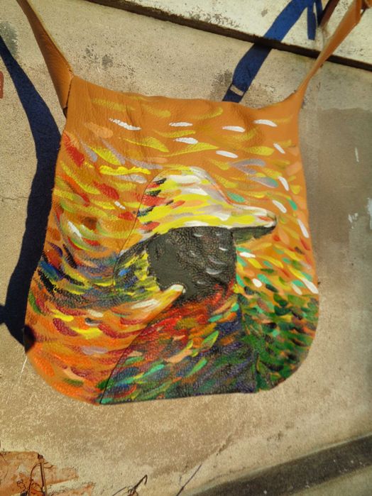 Artystyczna torebka skórzana „Kobieta w kapeluszu”. Handmade