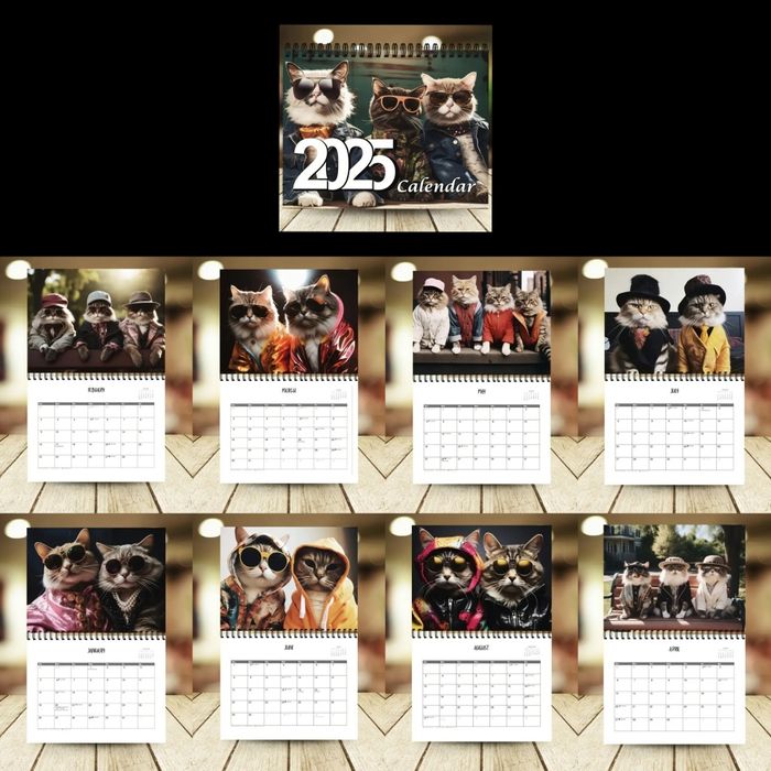 Calendario 2025 de gatos engraçados e fofinhos