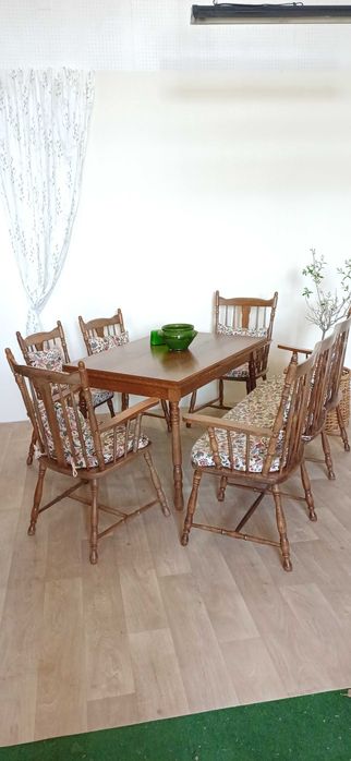 Stół ławka krzesła zestaw patyczaki vintage farmhouse retro rustykalny