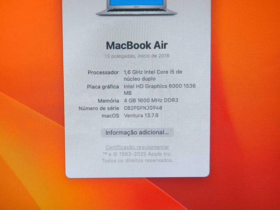 Apple Macbook AIR 13 i5 ssd 128GB