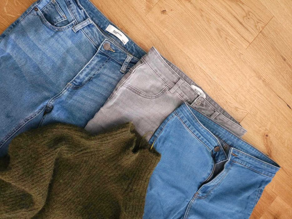 Oddam 3 pary jeansów i zielony sweter z wełną
