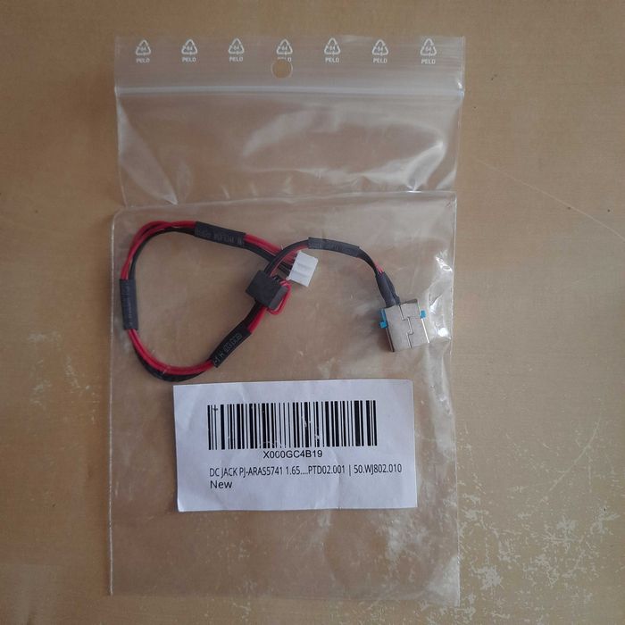 Conector DC Jack com cabo para portátil NOVO e SELADO