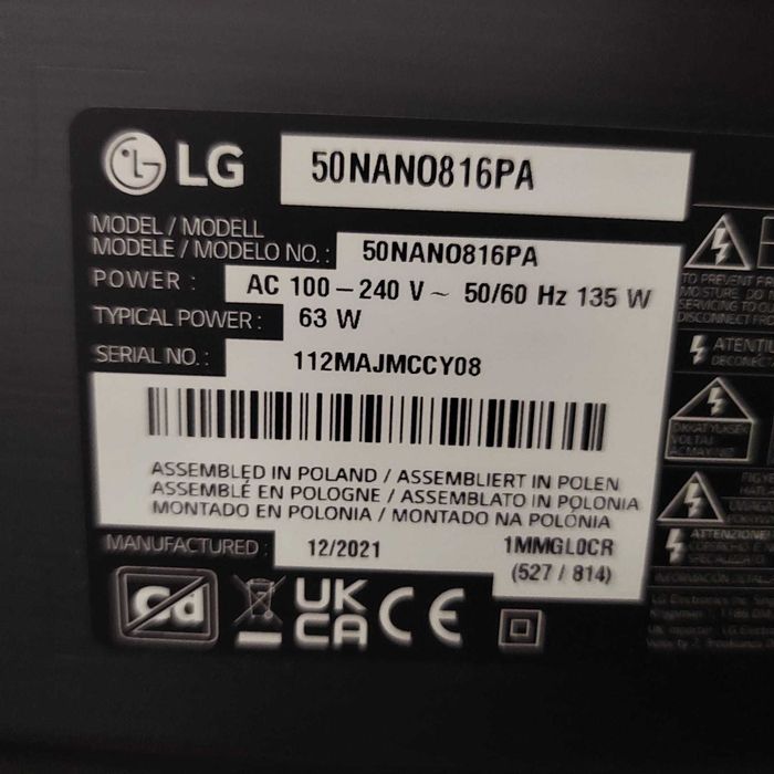 TV LG 4K 50 polegadas com ecra partido 50nano816