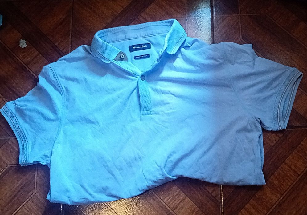 Polo Massimo Dutti Homem Manga Curta Azul Original Tamanho L
