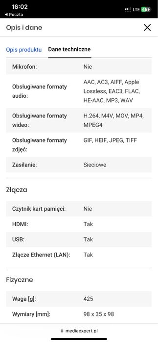Apple tv hd 32gb czarny