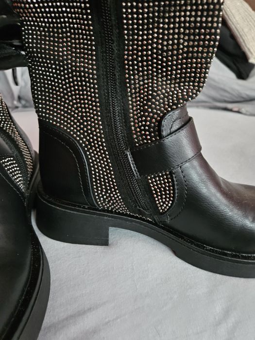 Buty kozaczki z cyrkoniami