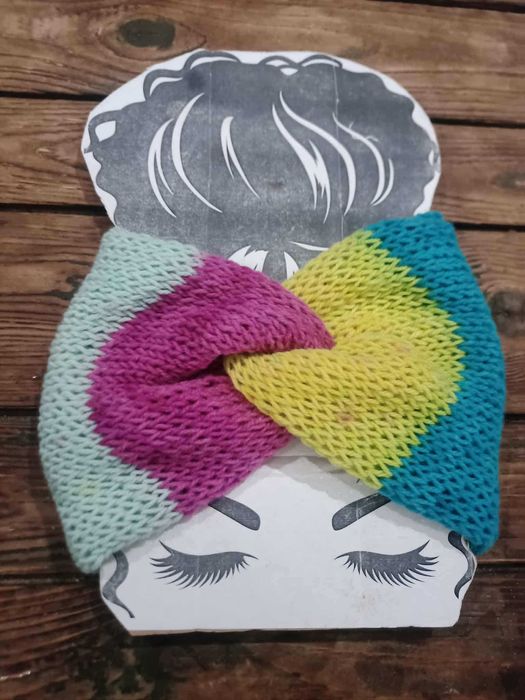 Opaska zimowa, turban Węzeł szeroka Zima Hand Made Ręcznie robiona