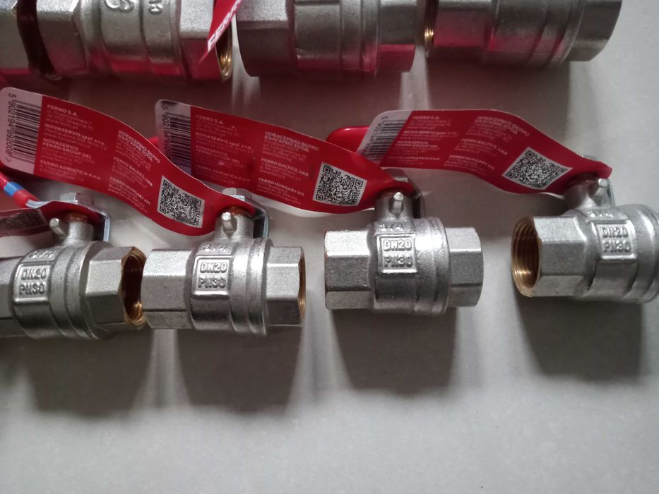 Zawory kulowe 3/4" 5szt, 1" 5szt Ferro, Diamond. Zestaw.