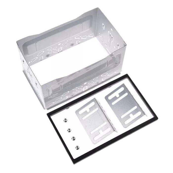 Moldura Metálica + ARO 2 DIN + 2 Fixadores para Radio 2DIN Universal