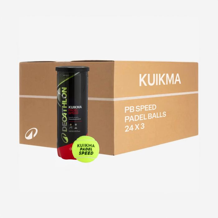 Caixa de 24 tubos de 3 bolas de padel pressurizadas -Kuikma PB Speed