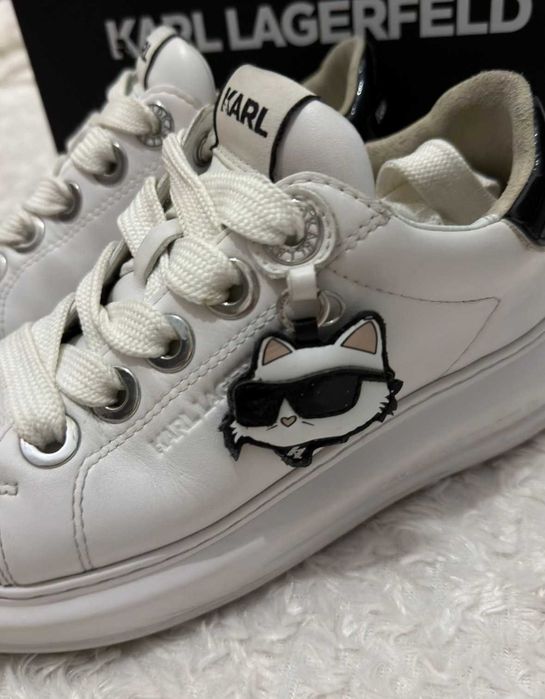 Białe Buty Damskie Sneakersy Karl Lagerfeld Kapri Twin Pendant r.36