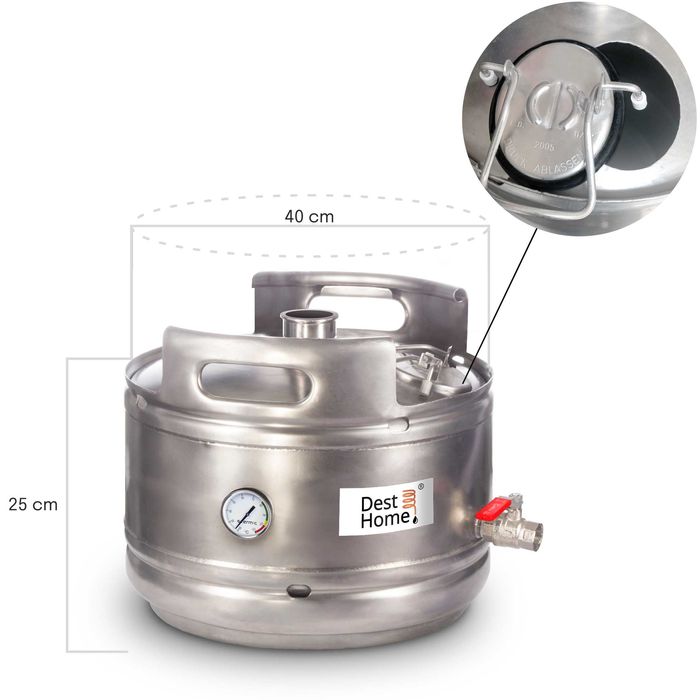 Zbiornik 25L do piwa, wina, bimbru, KEG, zestaw, destylator